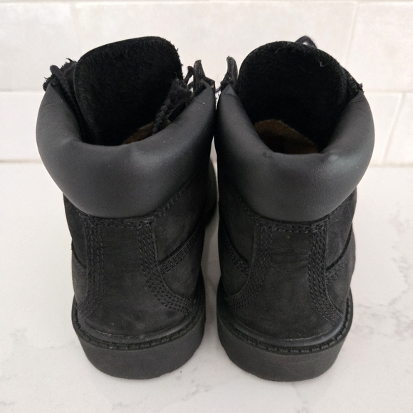 Timberland Toddler Premium 6" Black Leather Lace-Up Ankle Boots Hiking Combat 11 - Picture 5 of 8